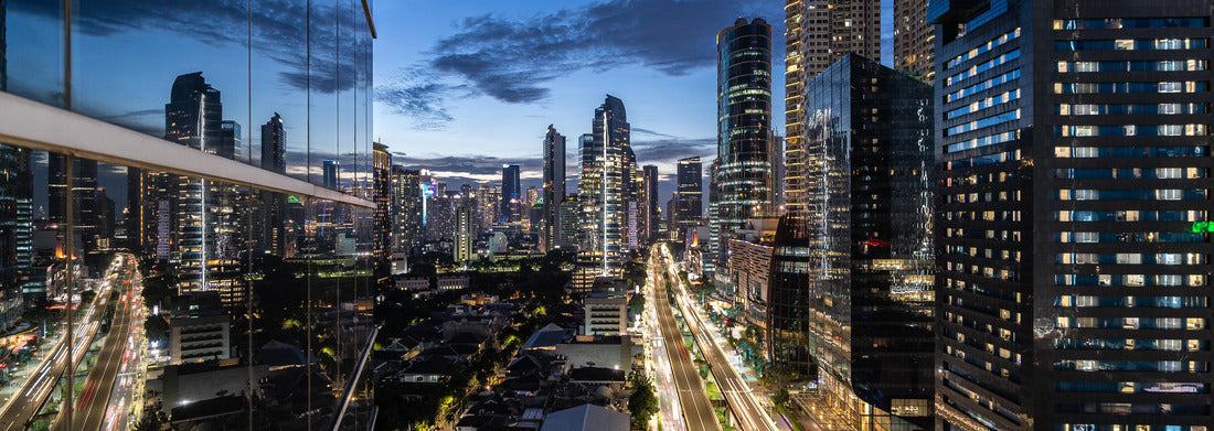 Noah Jigsaw Puzzle Dramatic twilight over the Kuningan business district in Jakarta, Indonesia capital city and a major financial center in Southeast Asia panorama 1000 pieces