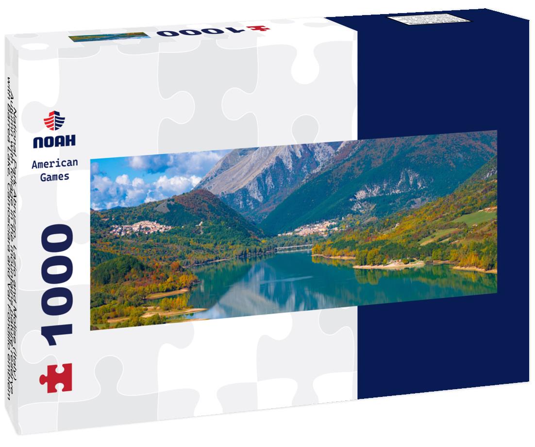 Noah Jigsaw Puzzle National Park Abruzzo, Lazio and Molise (Italy) - Autumn with foliage in the mountains nature reserve, with Barrea Lake, Camosciara and Val Fondillo emblem panorama 1000 pieces