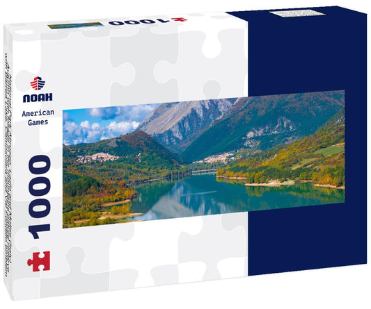 Noah Jigsaw Puzzle National Park Abruzzo, Lazio and Molise (Italy) - Autumn with foliage in the mountains nature reserve, with Barrea Lake, Camosciara and Val Fondillo emblem panorama 1000 pieces