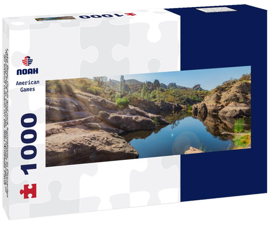 Noah Jigsaw Puzzle Lake Bear Gulch and rock formations, in Pinnacles National Park in California, the ruined remains of an extinct volcano on the San Andreas Fault panorama 1000 pieces