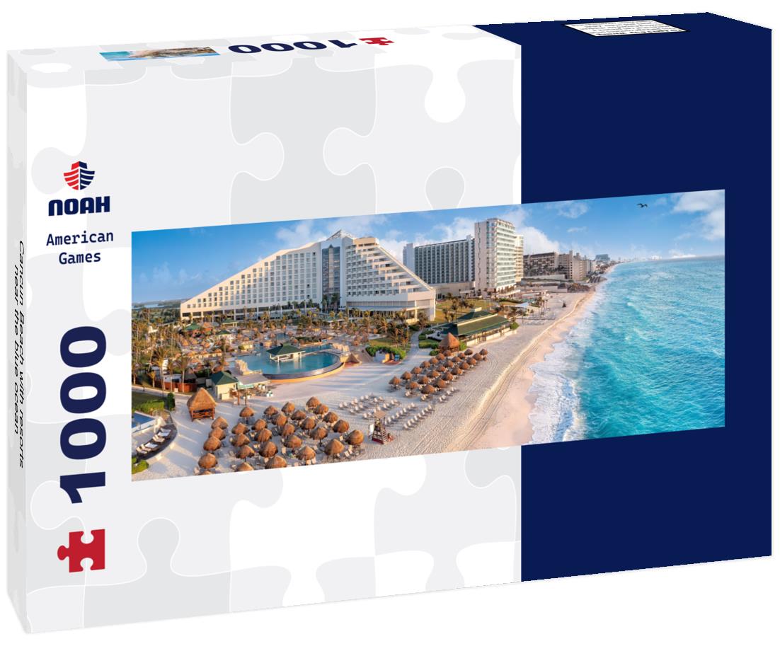 Noah Jigsaw Puzzle Cancun Beach with resorts near the blue ocean panorama 1000 pieces