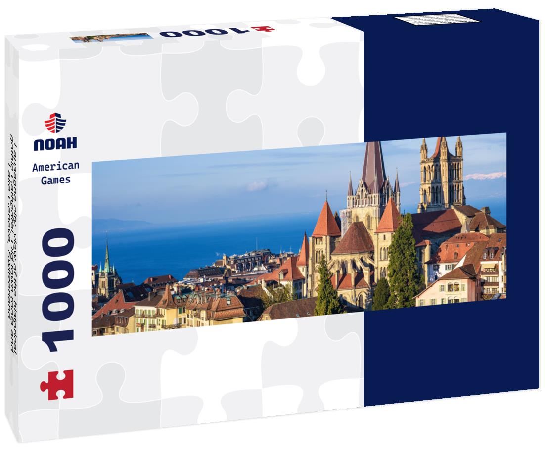 Noah Jigsaw Puzzle Lausanne city, view of the historical gothic Cathedral, Old town roofs and Lake Geneva, Switzerland panorama 1000 pieces