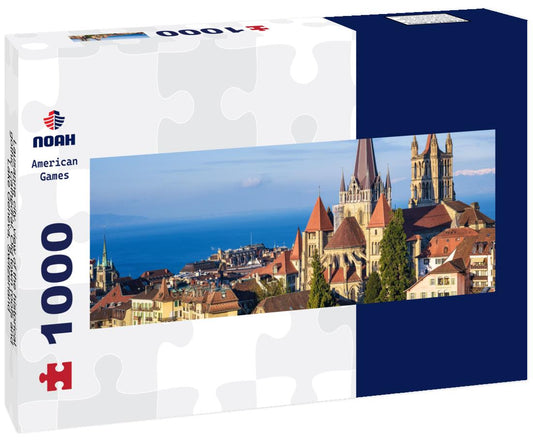 Noah Jigsaw Puzzle Lausanne city, view of the historical gothic Cathedral, Old town roofs and Lake Geneva, Switzerland panorama 1000 pieces