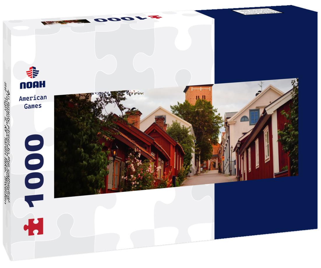 Noah Jigsaw Puzzle An empty street to the cathedral. Traditional swedish architecture. Strängnäs, Mälaren lake, Sweden panorama 1000 pieces