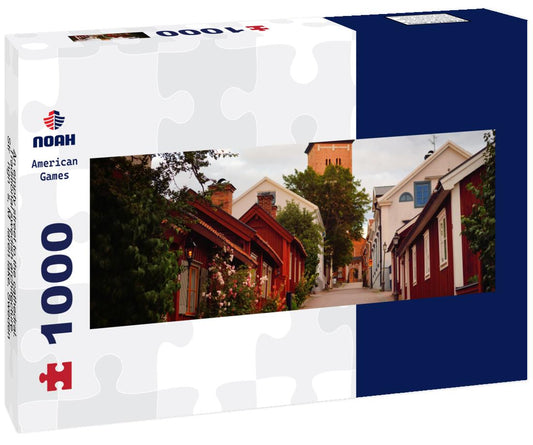 Noah Jigsaw Puzzle An empty street to the cathedral. Traditional swedish architecture. Strängnäs, Mälaren lake, Sweden panorama 1000 pieces