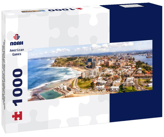 Noah Jigsaw Puzzle Panorama of Newcastle city on the hills over Hunter river and Pacific ocean with beaches, pool and surfers panorama 1000 pieces