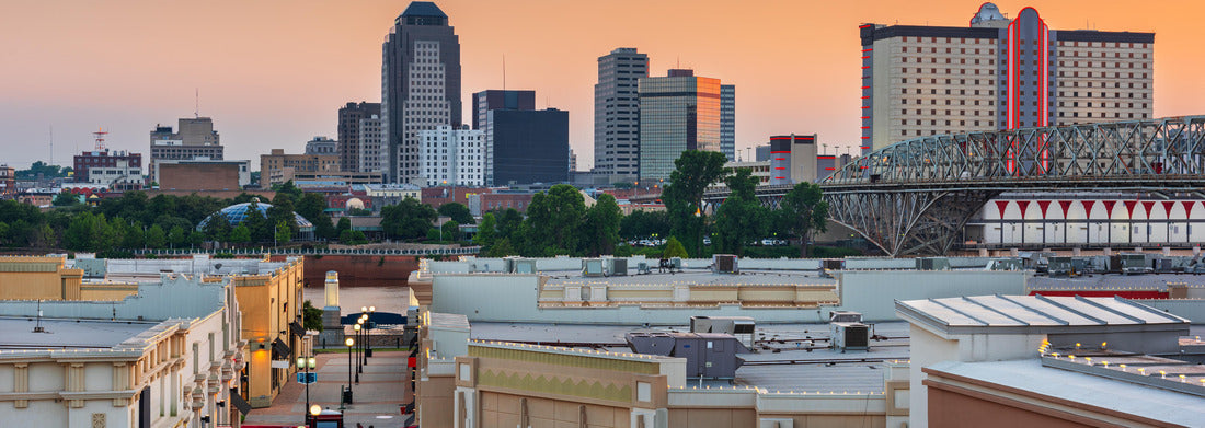 Noah Jigsaw Puzzle Shreveport, Louisiana, USA downtown city skyline and shopping areas at dusk panorama 1000 pieces