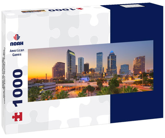 Noah Jigsaw Puzzle Tampa, Florida, USA downtown city skyline over roads and highways at dusk panorama 1000 pieces