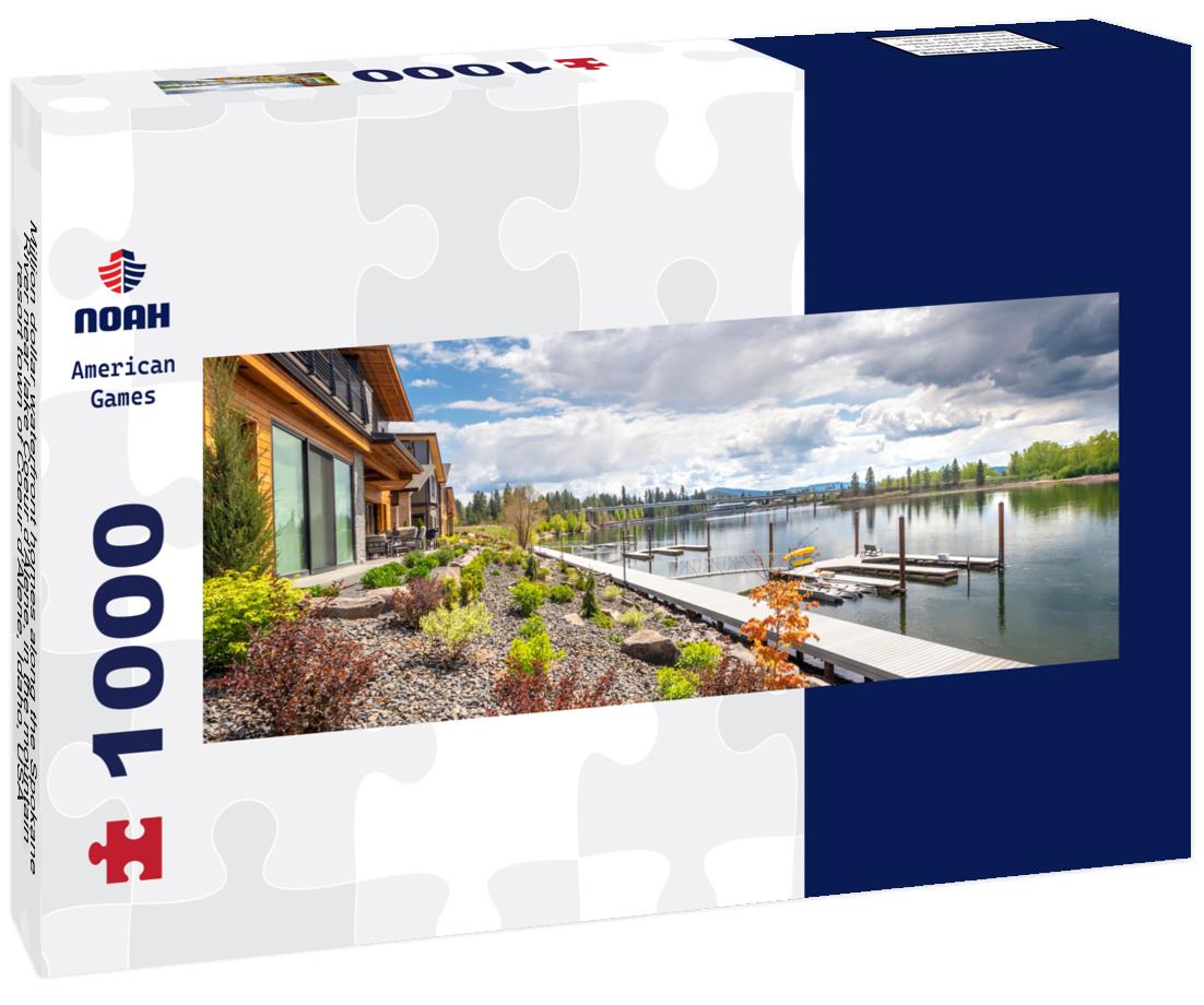 Noah Jigsaw Puzzle Million dollar waterfront homes along the Spokane River near lake Coeur d'Alene, in the mountain resort town of Coeur d'Alene, Idaho, USA panorama 1000 pieces