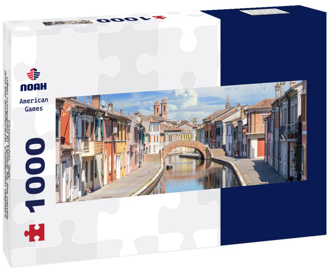 Noah Jigsaw Puzzle Comacchio, Italy - often compared to Venice for the canals and the architecture, Comacchio displays one of the most characteristic old towns in Emilia Romagna panorama 1000 pieces