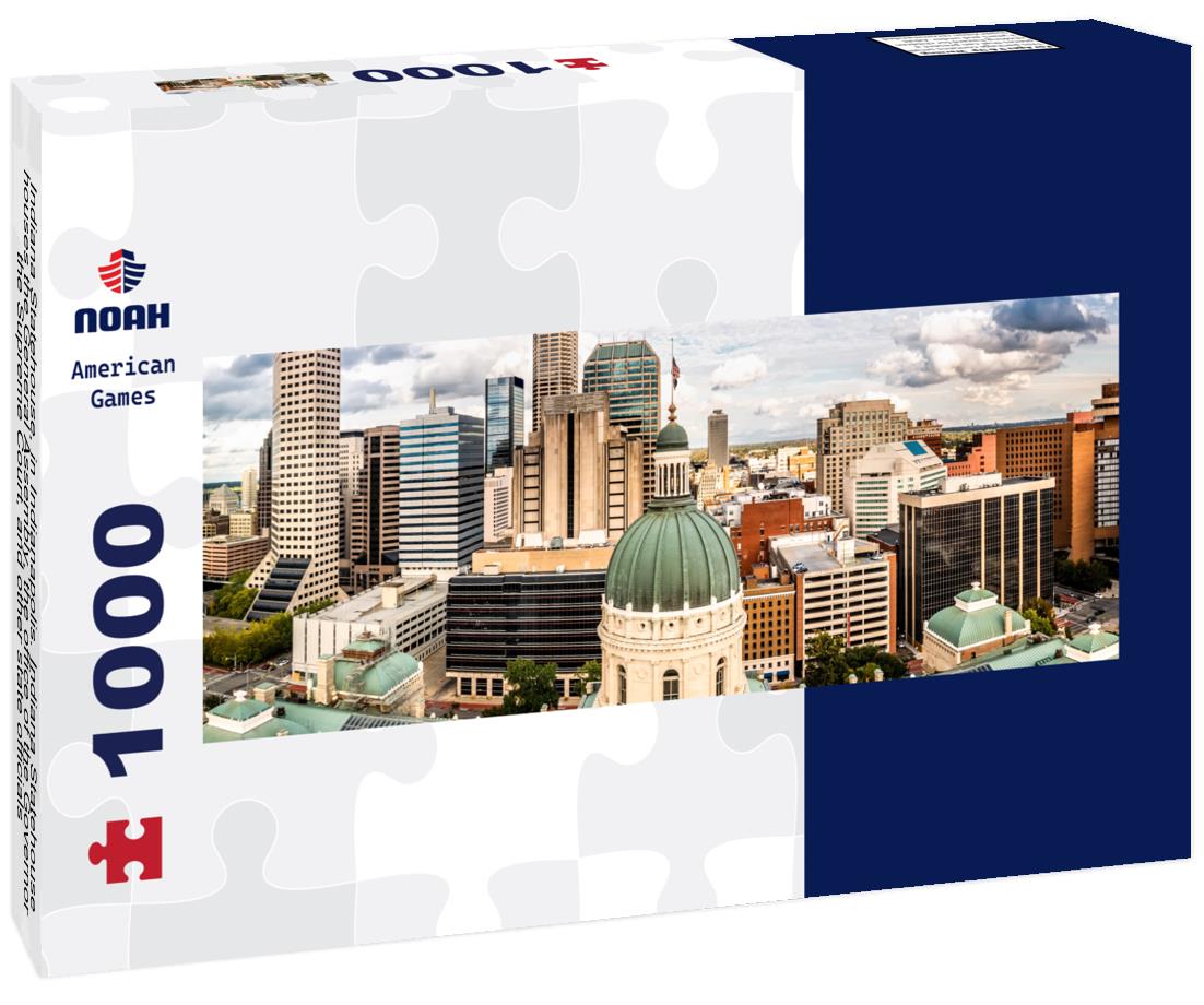 Noah Jigsaw Puzzle Indiana Statehouse, in Indianapolis. Indiana Statehouse houses the General Assembly, the office of the Governor, the Supreme Court, and other state officials panorama 1000 pieces