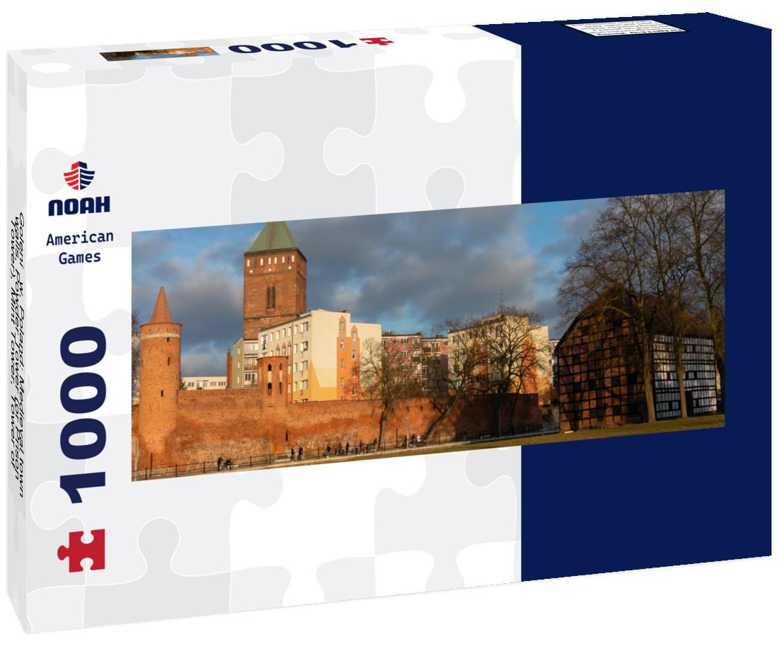 Noah Jigsaw Puzzle Goleniów, Poland: Medieval town walls, Powder Tower (or Prison Tower), Mint Tower, Tower of St. Catherine church panorama 1000 pieces