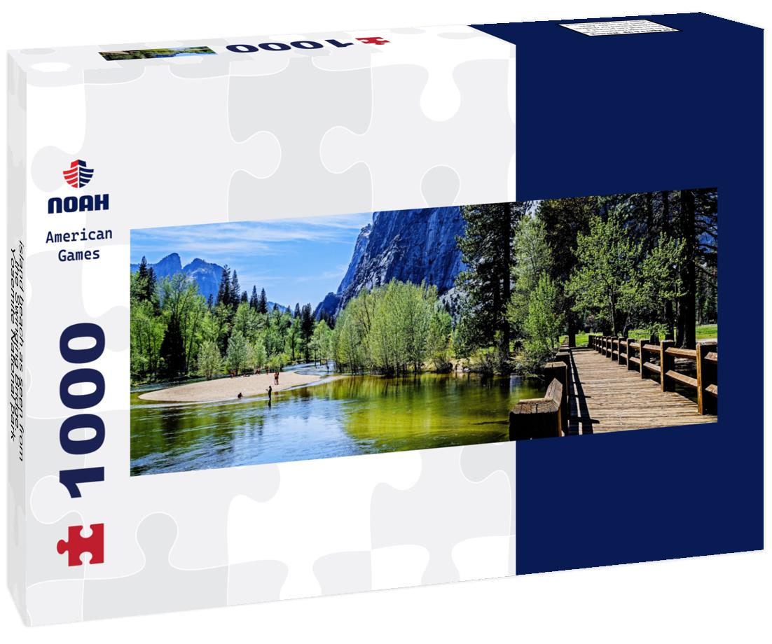 Noah Jigsaw Puzzle island beach as seen from the Swinging Bridge. Yosemite National park panorama 1000 pieces