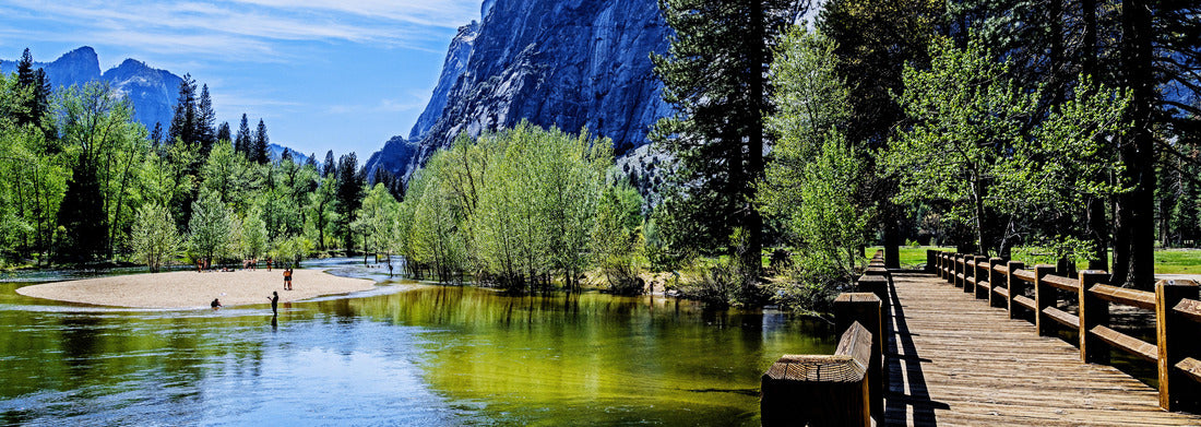 Noah Jigsaw Puzzle island beach as seen from the Swinging Bridge. Yosemite National park panorama 1000 pieces
