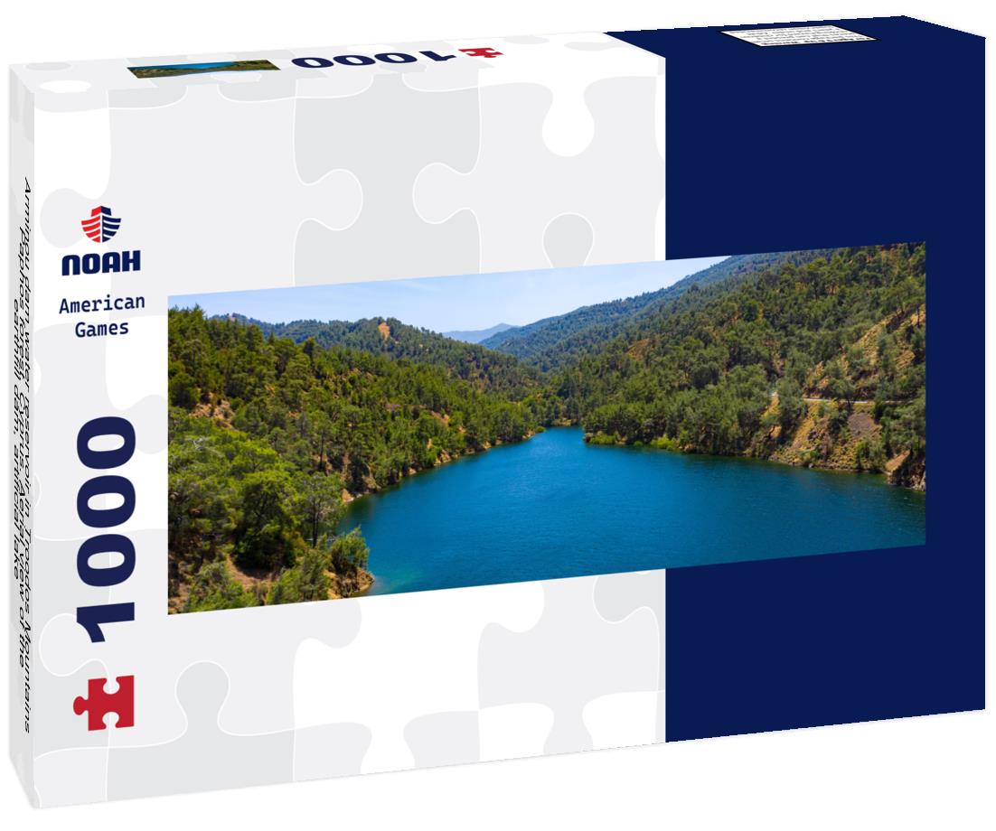 Noah Jigsaw Puzzle Arminou dam water reservoir in Troodos Mountains, Paphos forest, Cyprus. Aerial view of the earthfill dam, artificial lake panorama 1000 pieces