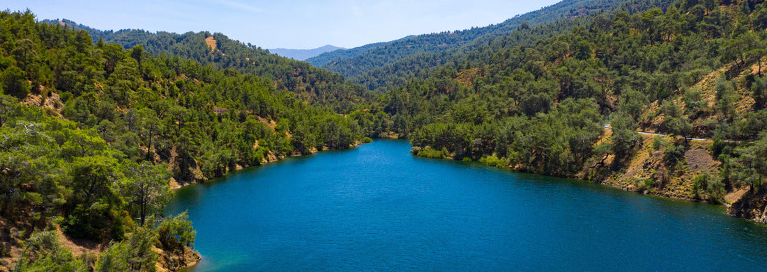 Noah Jigsaw Puzzle Arminou dam water reservoir in Troodos Mountains, Paphos forest, Cyprus. Aerial view of the earthfill dam, artificial lake panorama 1000 pieces