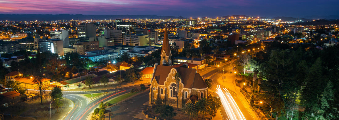 Noah Jigsaw Puzzle Aerial view of historical landmark Christ Church aka Christuskirche at dusk in Windhoek, the capital and largest city of Namibia panorama 1000 pieces
