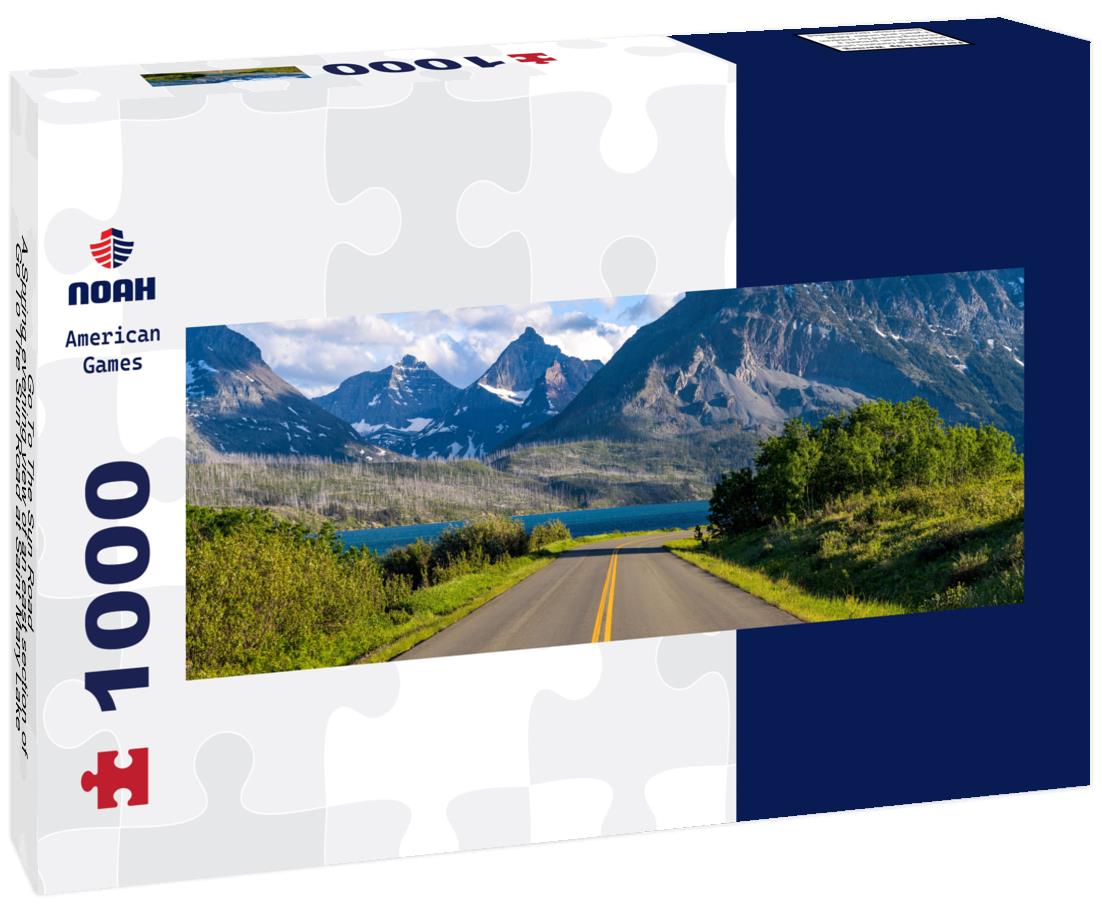 Noah Jigsaw Puzzle Go To The Sun Road - A Spring evening view of an east section of Go To The Sun Road at Saint Mary Lake, with rugged high peaks towering in the background. Glacier National Park. Montana, USA panorama 1000 pieces