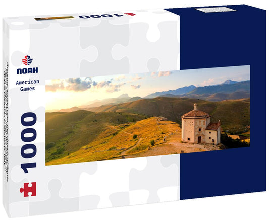 Noah Jigsaw Puzzle Summer sunset over the church of Santa Maria Della Pietà near the castle of Rocca Calascio in Abruzzo, Italy panorama 1000 pieces