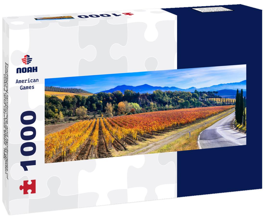 Noah Jigsaw Puzzle Traditional landscape and landscapes of beautiful Tuscany. Vineyards in golden colors and cypress trees. Italy panorama 1000 pieces
