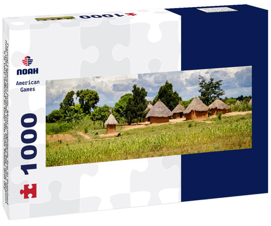 Noah Jigsaw Puzzle Typical Ugandan huts. Most inhabitants live in thatched huts with mud and wattle walls. During the rainy season, it is very difficult to keep the huts stable and dry panorama 1000 pieces