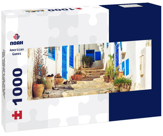 Noah Jigsaw Puzzle The white-blue city Sidi Bou said, Tunisia. Eastern fairy tale with French charm panorama 1000 pieces