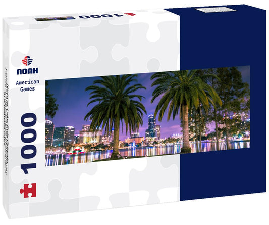 Noah Jigsaw Puzzle Night at Lake Eola Orlando, Florida. Long Exposure photography in a beautiful night panorama 1000 pieces
