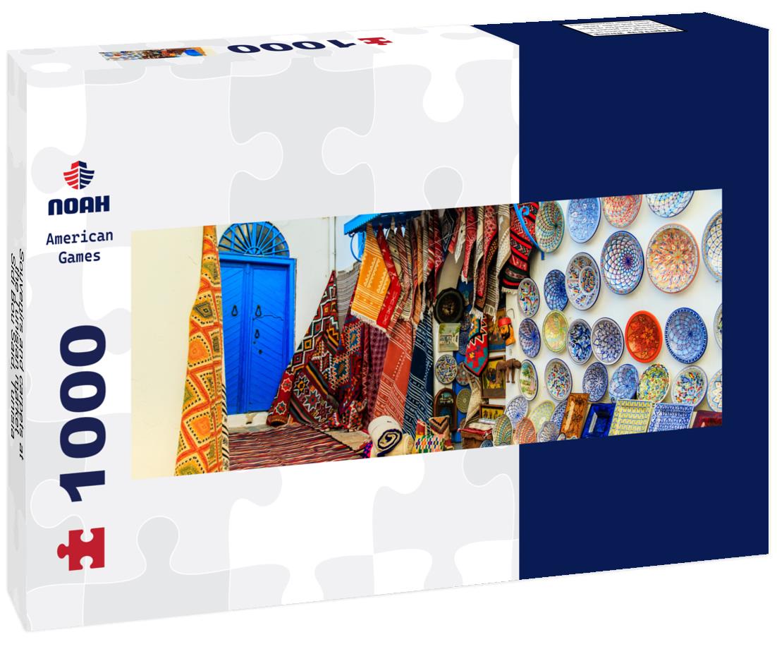Noah Jigsaw Puzzle Souvenirs and carpets at the Tunisian market, Sidi Bou Said, Tunisia panorama 1000 pieces