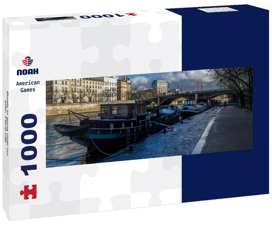 Noah Jigsaw Puzzle Boats in sena river on pier, Paris city panorama 1000 pieces