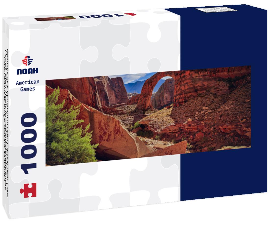 Noah Jigsaw Puzzle Beautiful rock formation in Glen Canyon near Lake Powell, Utah. Rocks formed unbelievable bridge called Rainbow Bridge National Monument panorama 1000 pieces