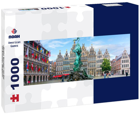 Noah Jigsaw Puzzle Brabo fountain on the Market Square, center of Antwerp, Belgium panorama 1000 pieces