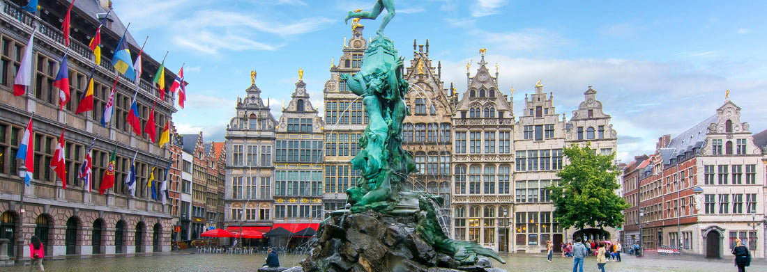 Noah Jigsaw Puzzle Brabo fountain on the Market Square, center of Antwerp, Belgium panorama 1000 pieces