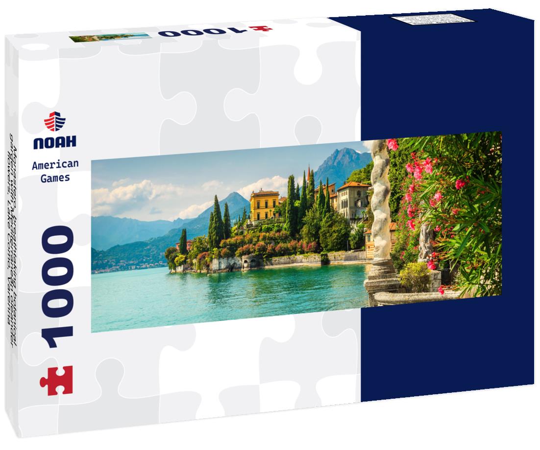 Noah Jigsaw Puzzle Monastero, breathtaking botanical garden with Mediterranean oleander flowers, Lake Como, Varenna, Lombardy, Italy panorama 1000 pieces
