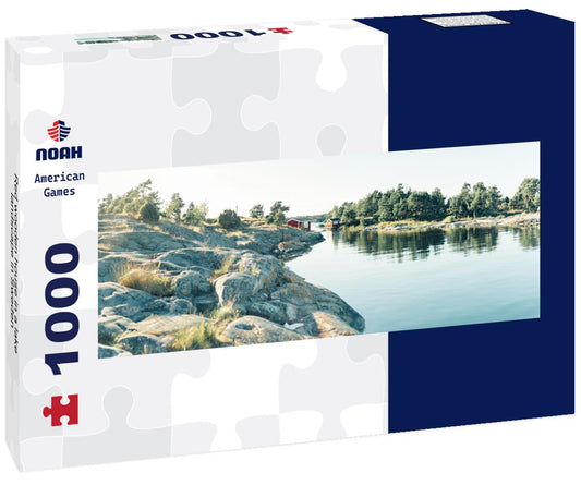 Noah Jigsaw Puzzle Red wooden house in a lake landscape in Sweden panorama 1000 pieces