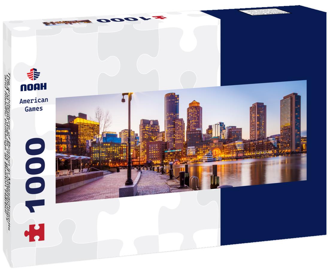 Noah Jigsaw Puzzle The architecture of Boston in Massachusetts, USA at night with its mix of contemporary and historic buildings at Boston Harbor and Financial District panorama 1000 pieces