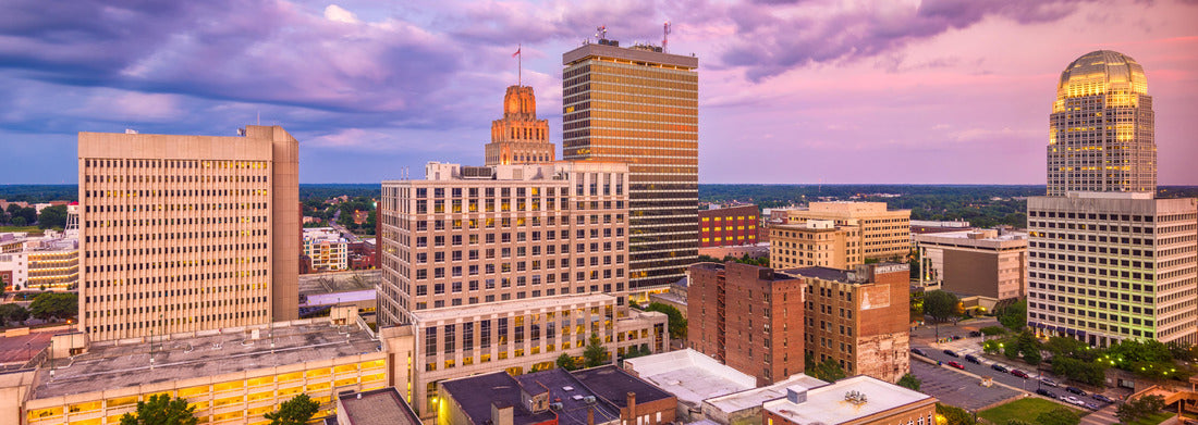 Winston-Salem, North Carolina, USA skyline at dusk 1000pc Panoramic Puzzle