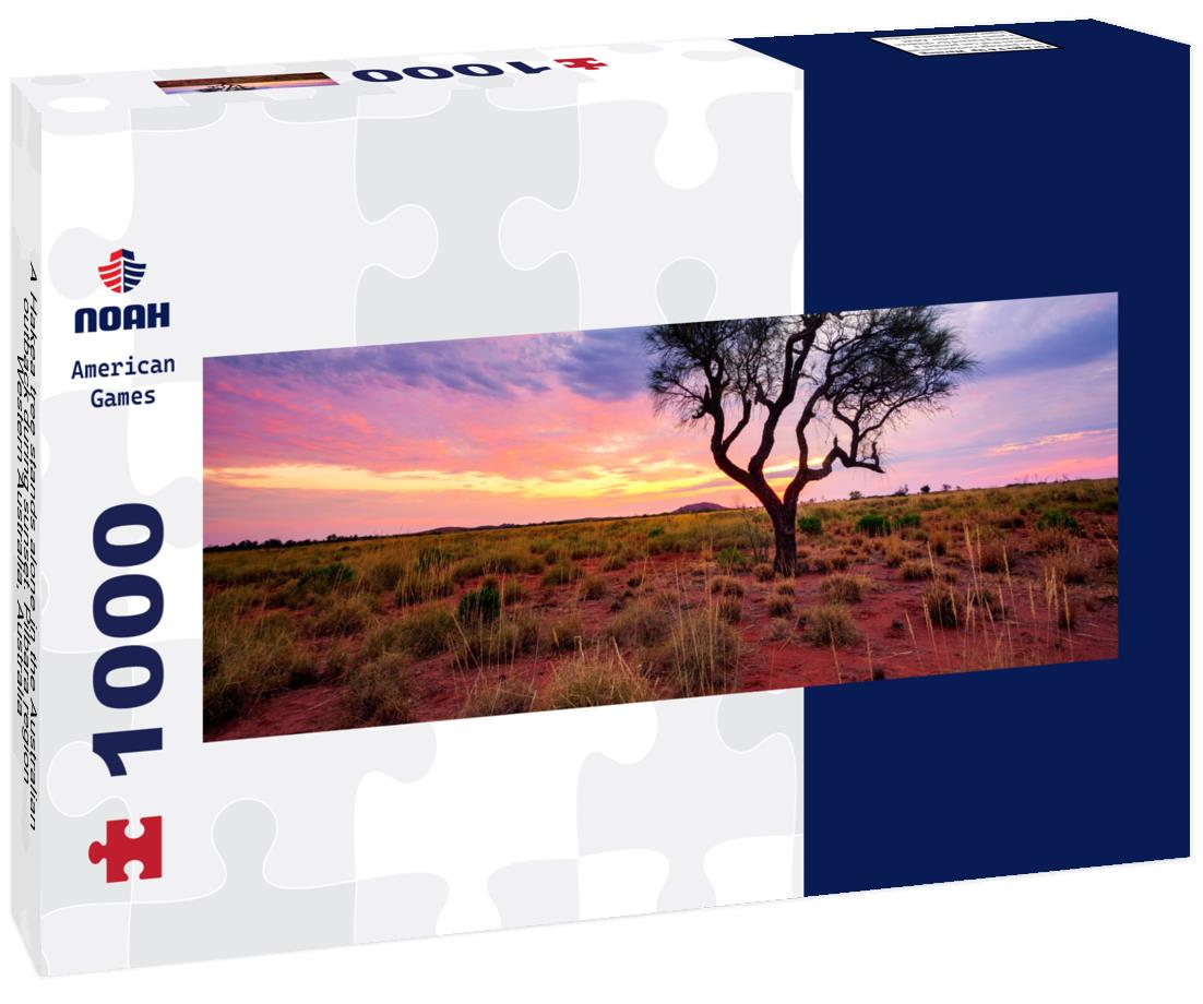 Noah Jigsaw Puzzle A Hakea tree stands alone in the Australian outback during sunset. Pilbara region, Western Australia, Australia panorama 1000 pieces