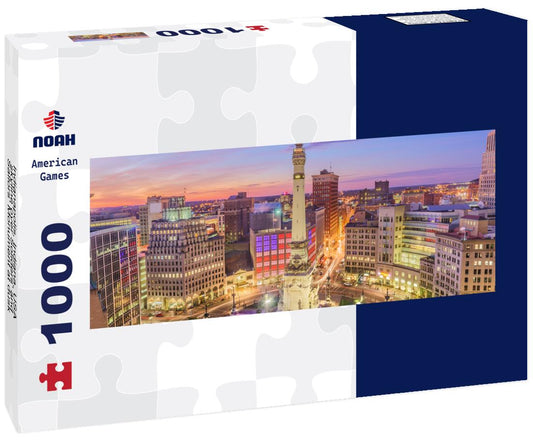 Noah Jigsaw Puzzle Indianapolis, Indiana, USA skyline over Soliders' and Sailors' Monument at dusk panorama 1000 pieces