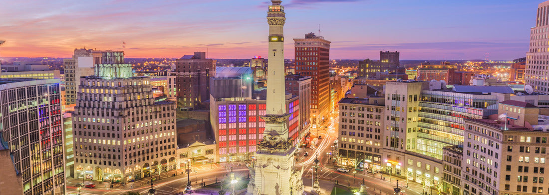 Noah Jigsaw Puzzle Indianapolis, Indiana, USA skyline over Soliders' and Sailors' Monument at dusk panorama 1000 pieces