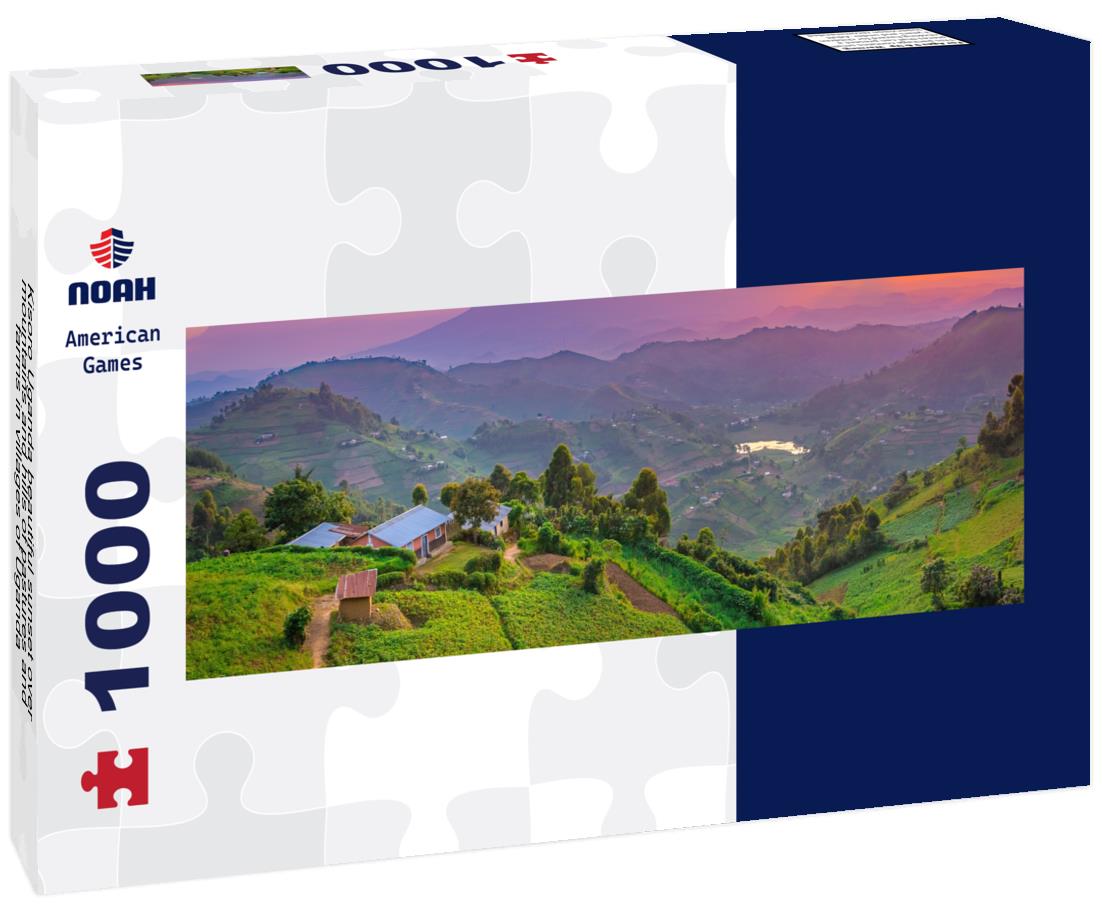 Noah Jigsaw Puzzle Kisoro Uganda beautiful sunset over mountains and hills of pastures and farms in villages of Uganda panorama 1000 pieces