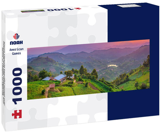 Noah Jigsaw Puzzle Kisoro Uganda beautiful sunset over mountains and hills of pastures and farms in villages of Uganda panorama 1000 pieces