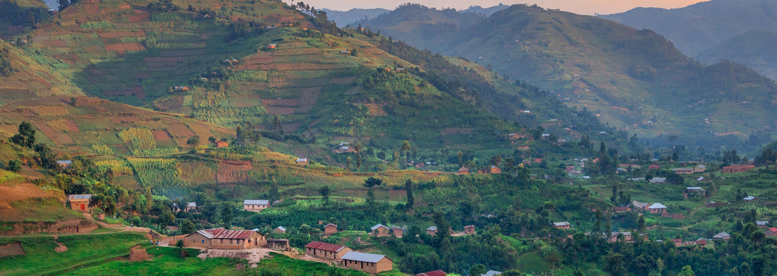 Noah Jigsaw Puzzle Kisoro Uganda beautiful sunset over mountains and hills of pastures and farms in villages of Uganda. Amazing colorful sky and incredible landscape to travel and admire the beauty of nature in Africa panorama 1000 pieces