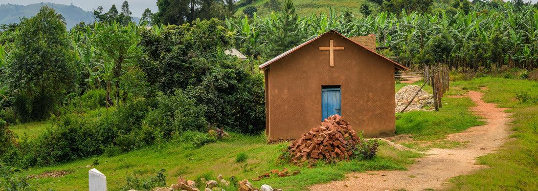 Noah Jigsaw Puzzle Little church christian in Africa, Uganda. Beautiful nature of Uganda in East-Africa with religious building catholic church panorama 1000 pieces
