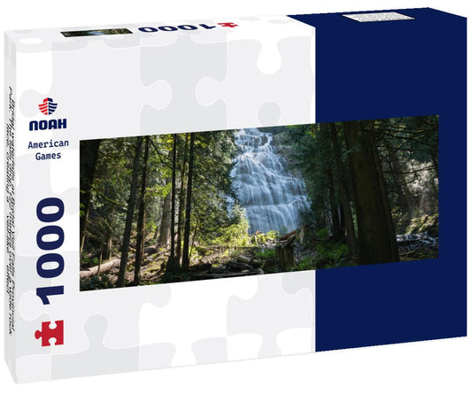 Noah Jigsaw Puzzle Bridal waterfalls at Bridal Veil Falls Provincial Park. The falls drop 122 meters over a wide rock face, creating a “veil-like” effect panorama 1000 pieces