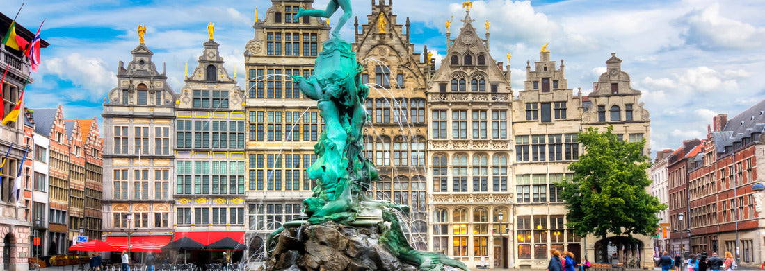 Noah Jigsaw Puzzle Brabo fountain on Market Square, Antwerp, Belgium panorama 1000 pieces