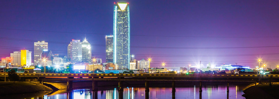 Noah Jigsaw Puzzle Oklahoma City skyline at night. This shows how beautiful the Oklahoma night sky can be, even with light pollution panorama 1000 pieces