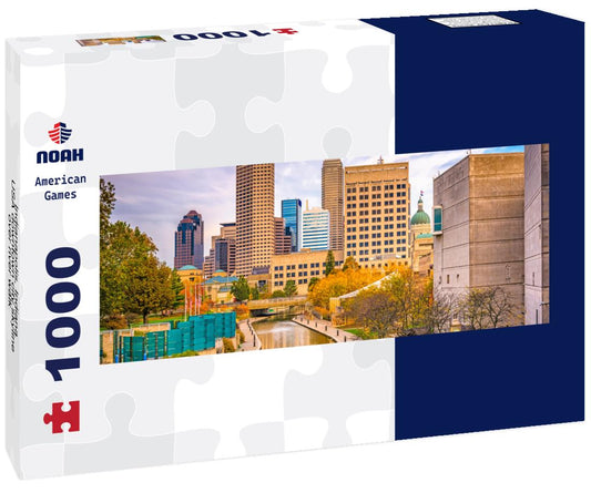 Noah Jigsaw Puzzle Indianapolis, Indiana, USA downtown city skyline over river walk panorama 1000 pieces