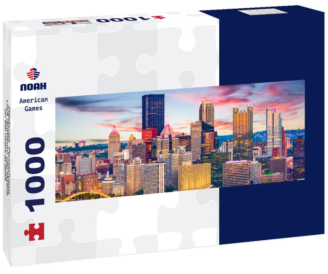 Noah Jigsaw Puzzle Pittsburgh, Pennsylvania, USA downtown city skyline on the rivers at dusk panorama 1000 pieces