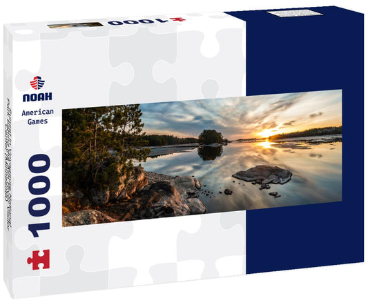 Noah Jigsaw Puzzle Sunset in Voyageurs National Park behind the Ash River Visitor Center (Minnesota) panorama 1000 pieces