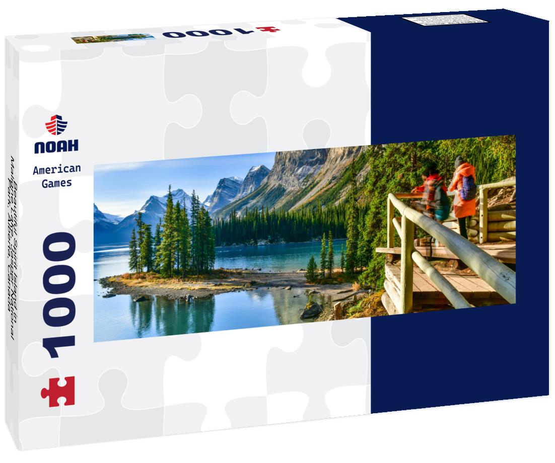 Noah Jigsaw Puzzle Beautiful Spirit Island in Maligne Lake, Jasper National Park, Alberta, Canada panorama 1000 pieces